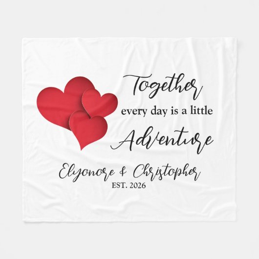 Personalized Date Together Every Day Adventure Fleece Deken (Voorkant (Horizontaal))