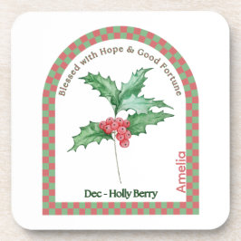 Personalized December Birth Month Flower Coaster Bier Onderzetter