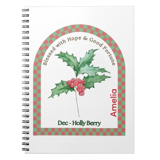 Personalized December Birth Month Flower Notebook Notitieboek (Voorkant)