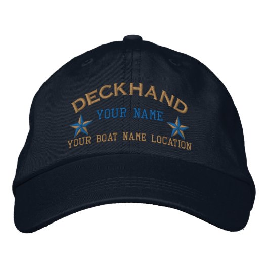 Personalized Deckhand Stars Ball Cap Embroidery Geborduurde Pet (Voorkant)