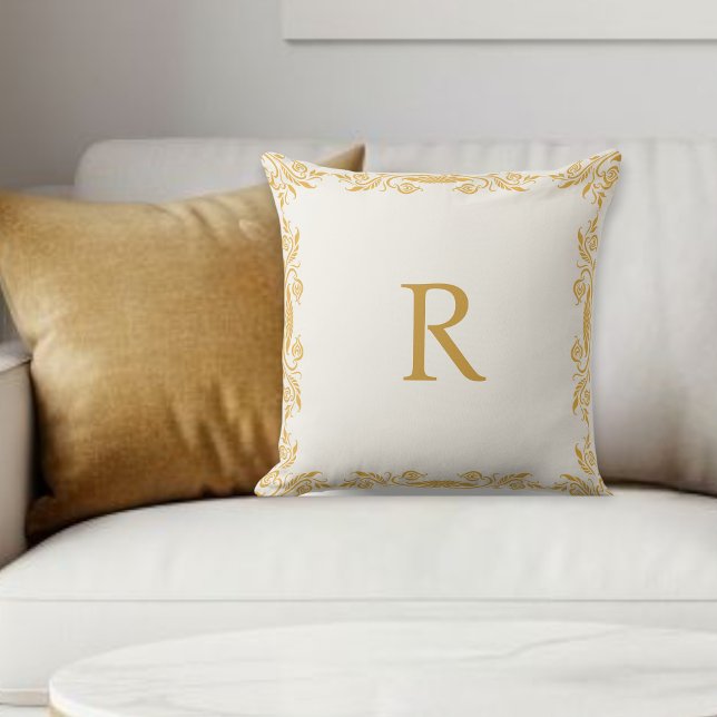 Personalized Decorative Pillow, Gold effec Initial Kussen (Creator heeft geüpload)