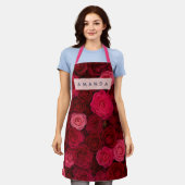 Personalized Deep Red & Pink Rose Garden  Schort (Gedragen)