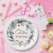 Personalized Delicate Christmas Floral Wreath Papieren Bordje (Feest)