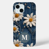Personalized Denim Daisy Initial Phone Case (Achterkant)