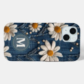 Personalized Denim Daisy Initial Phone Case (Achterkant (horizontaal))