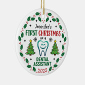 Personalized Dental Assistant First Christmas Tree Keramisch Ornament (Rechts)