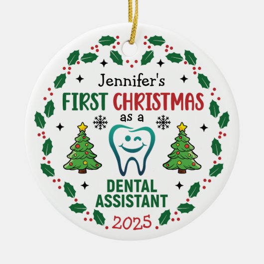 Personalized Dental Assistant First Christmas Tree Keramisch Ornament (Voorkant)