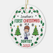 Personalized Dentist First Christmas Tree Round Keramisch Ornament (Links)