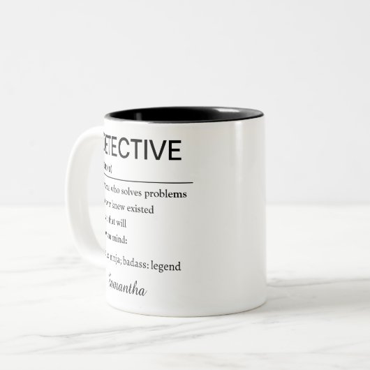 Personalized Detective Gift Funny Definition Tweekleurige Koffiemok (Voorkant links)