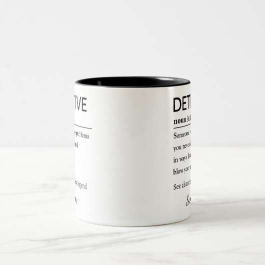 Personalized Detective Gift Funny Definition Tweekleurige Koffiemok (Center)