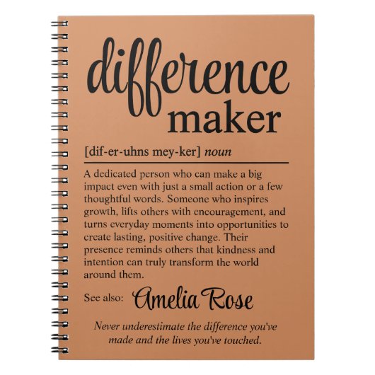 Personalized Difference Maker Definition Gift Notitieboek (Voorkant)