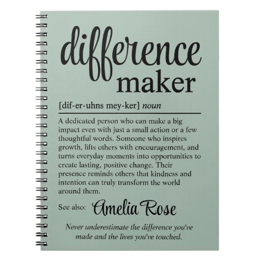 Personalized Difference Maker Definition Gift Notitieboek (Voorkant)