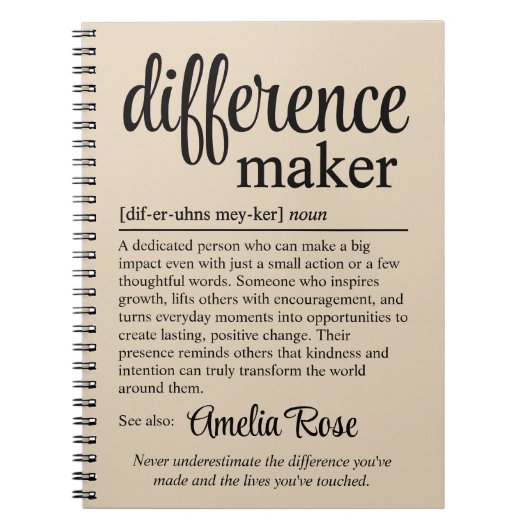Personalized Difference Maker Definition Notitieboek (Voorkant)