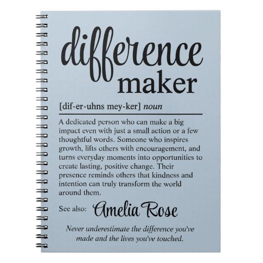 Personalized Difference Maker Definition Thank You Notitieboek (Voorkant)