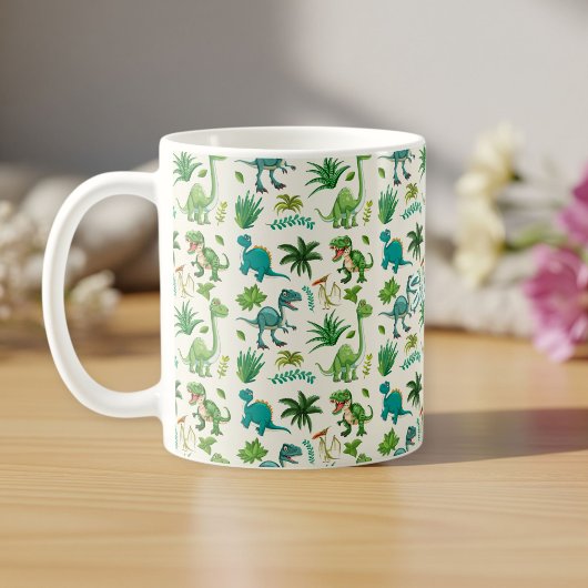 Personalized Dino Cup with Name, Customizable Koffiemok