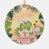 Personalized Dino 'My First Christmas' Photo  Keramisch Ornament (Voorkant)