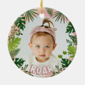 Personalized Dino 'My First Christmas' Photo  Keramisch Ornament (Achterkant)