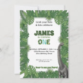 Personalized Dinosaur 1st Birthday Invitations Kaart (Voorkant)