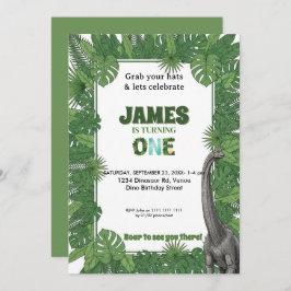 Personalized Dinosaur 1st Birthday Invitations Kaart
