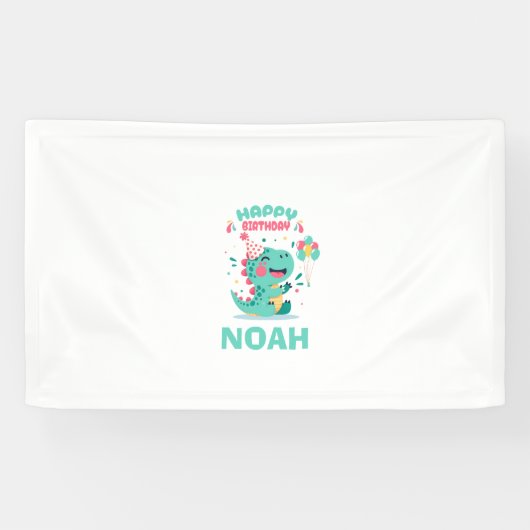 Personalized Dinosaur Birthday Banner Boys (Horizontaal)