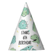 Personalized Dinosaur Birthday Hats | Dino Party  Feesthoedjes (Voorkant)