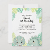 Personalized Dinosaur Birthday Invitation | Dino  Kaart (Voorkant)