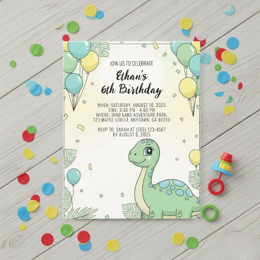 Personalized Dinosaur Birthday Invitation Kaart