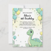 Personalized Dinosaur Birthday Invitation Kaart (Voorkant)