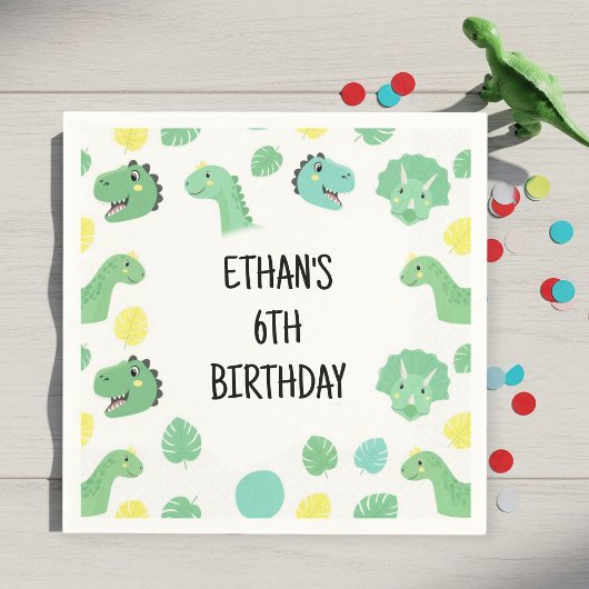 Personalized Dinosaur Birthday Napkins | Trendy  Servet