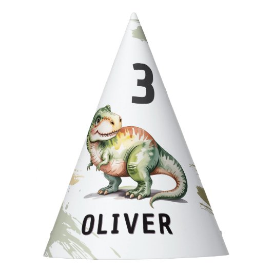 Personalized Dinosaur Kids Birthday Party Feesthoedjes (Voorkant)