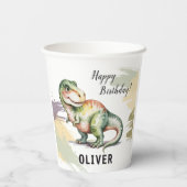 Personalized Dinosaur Kids Birthday Party Papieren Bekers (Achterkant)