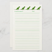 Personalized Dinosaur Lined Stationery for Kids Briefpapier (Voorkant / Achterkant)