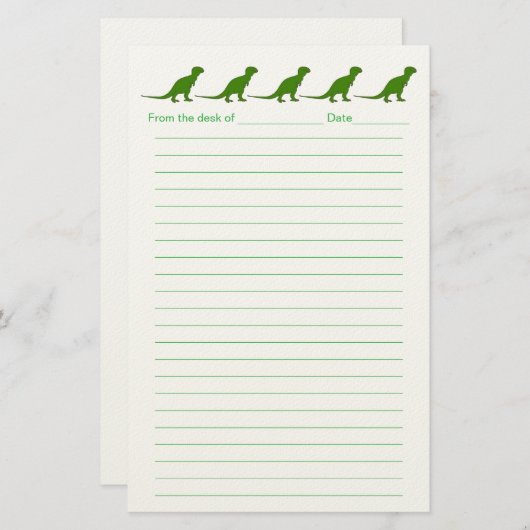 Personalized Dinosaur Lined Stationery for Kids Briefpapier (Voorkant / Achterkant)