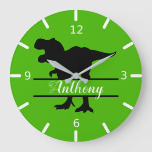 Personalized Dinosaur plein Wall Clock Grote Klok