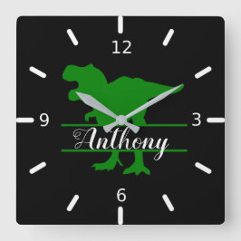 Personalized Dinosaur plein Wall Clock Vierkante Klok
