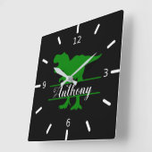 Personalized Dinosaur plein Wall Clock Vierkante Klok (Hoek)