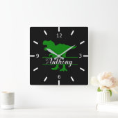 Personalized Dinosaur plein Wall Clock Vierkante Klok (Huis)