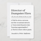 Personalized Director of Dumpster Fires Card Kaart (Voorkant)