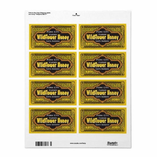 Personalized Dirigible Honey Jar Etiket (Full Sheet)