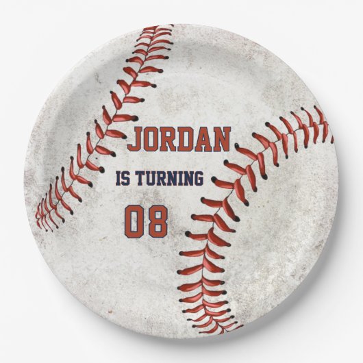 Personalized Dirty Baseball Looking Grunge Party Papieren Bordje (Voorkant)