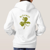 Personalized Distressed Shamrock Olive Green Hoodie (Achterkant)