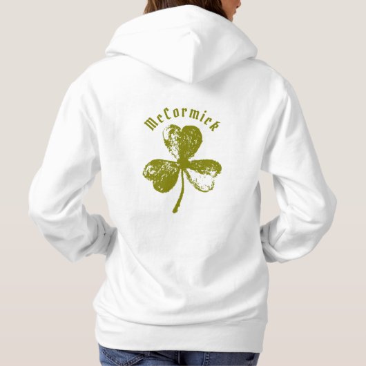 Personalized Distressed Shamrock Olive Green Hoodie (Achterkant)