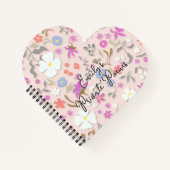 Personalized Ditsy Flowers heart-shape spiral Notitieboek (Voorkant)