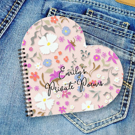 Personalized Ditsy Flowers heart-shape spiral Notitieboek