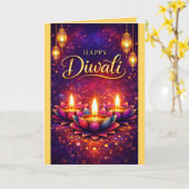 Personalized Diwali Celebration Festival Card Kaart (Gele Bloem)