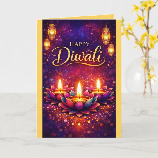 Personalized Diwali Celebration Festival Card Kaart (Gele Bloem)