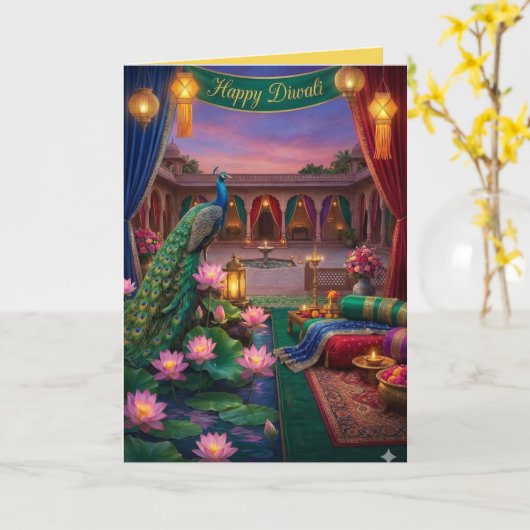Personalized Diwali Festival Greeting Card Kaart (Gele Bloem)