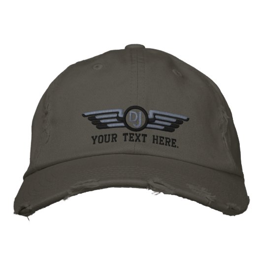 Personalized DJ Deco Style Wings Geborduurde Pet (Voorkant)