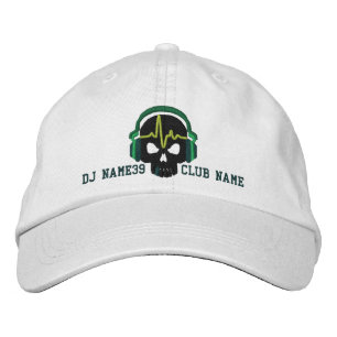 Personalized DJ Skull Jouw naam Club Embroidery Geborduurde Pet