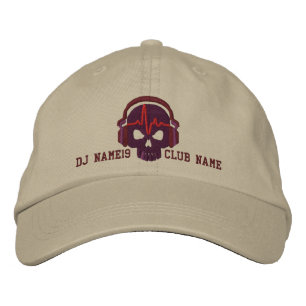 Personalized DJ Skull Jouw naam Club Embroidery Geborduurde Pet